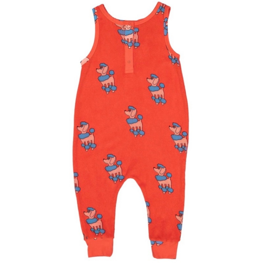 Hugo Loves Tiki Unisex Baby Red Terry Long Leg Romper - Poodle Print - 3-6M - Picture 14 of 14